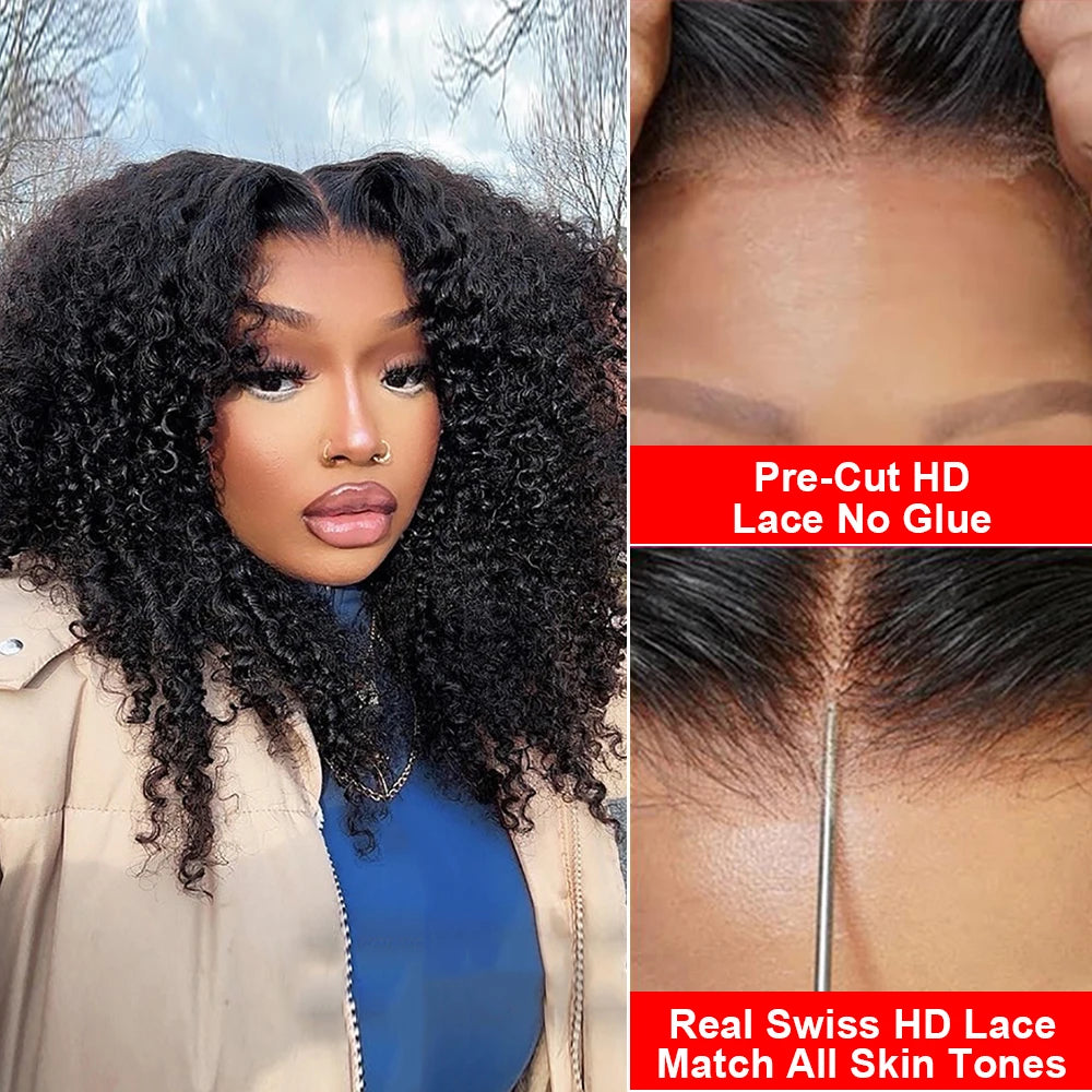 Shine Spark Brazilian Remy Kinky Curl Lace Closure Wig