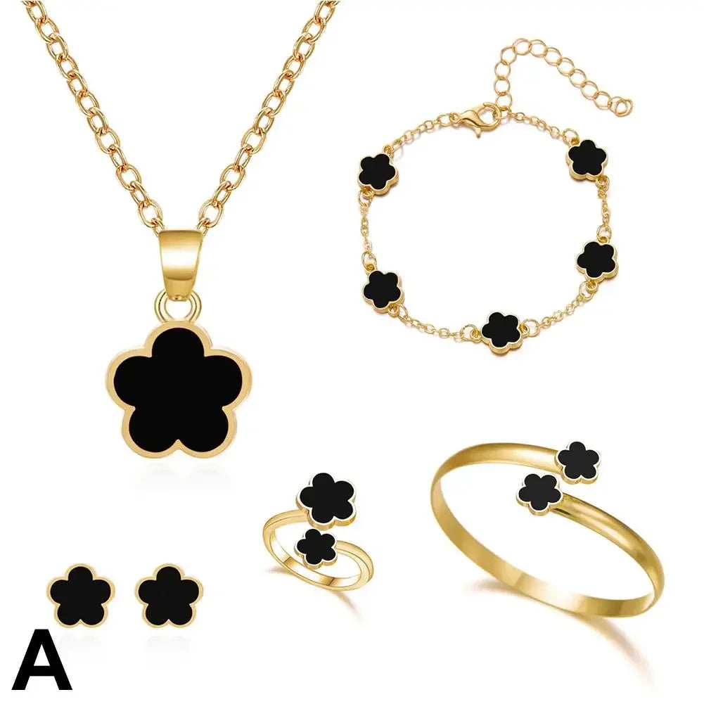 Fine or Fashion Stainless Steel Five Leaf Clover Jewelry Set