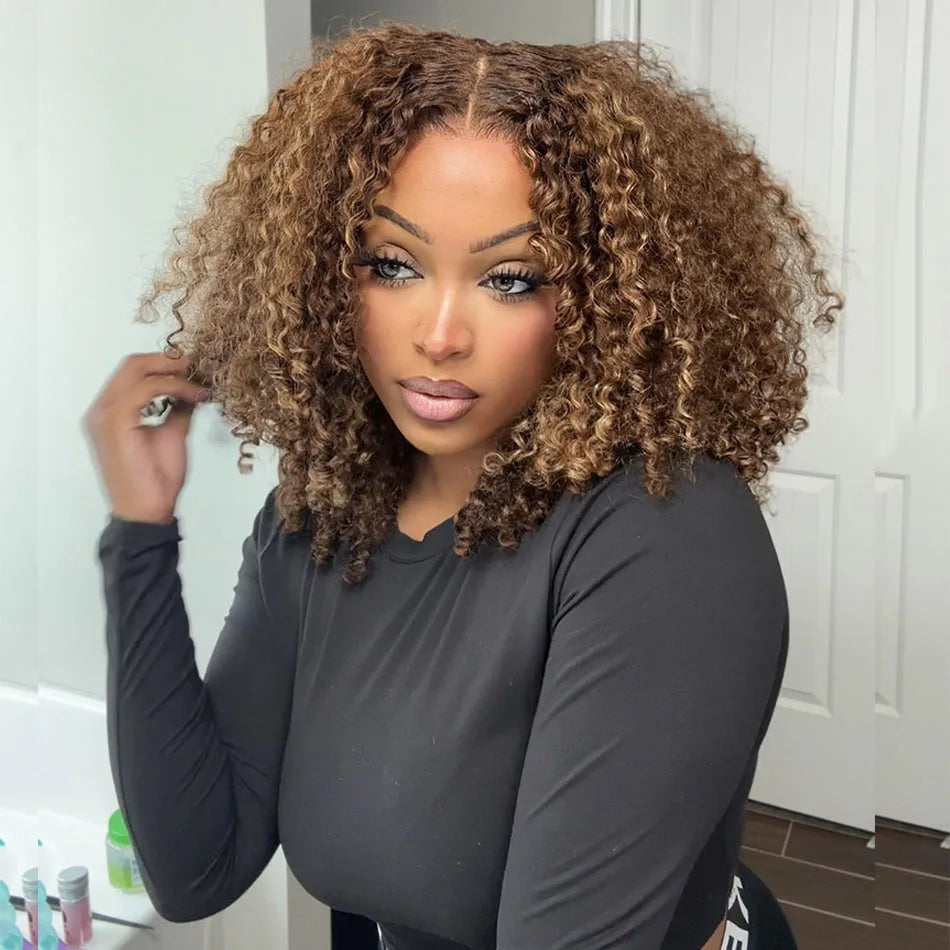 Hot Star Glueless Kinky Curly Lace Closure Wig Remy Hair