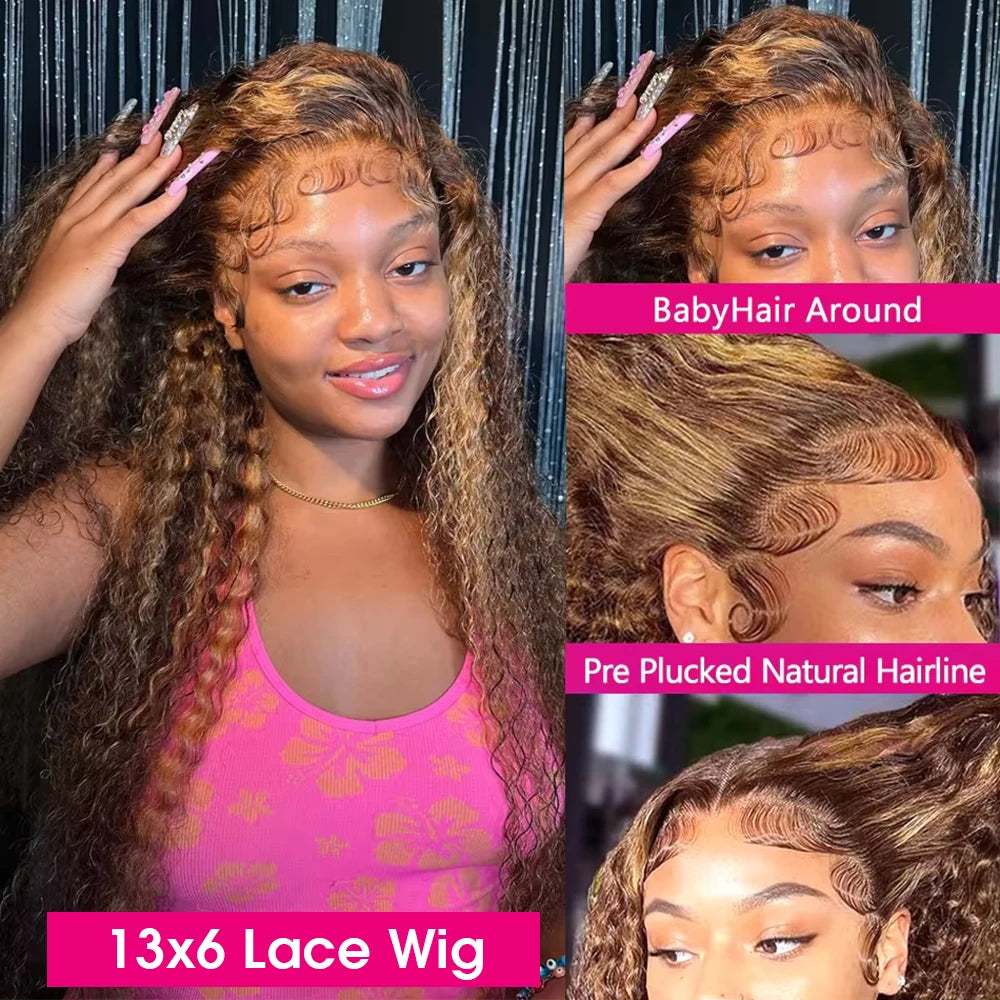 StarGlow Remy Brazilian Deep Wave Glueless Lace Front Wig