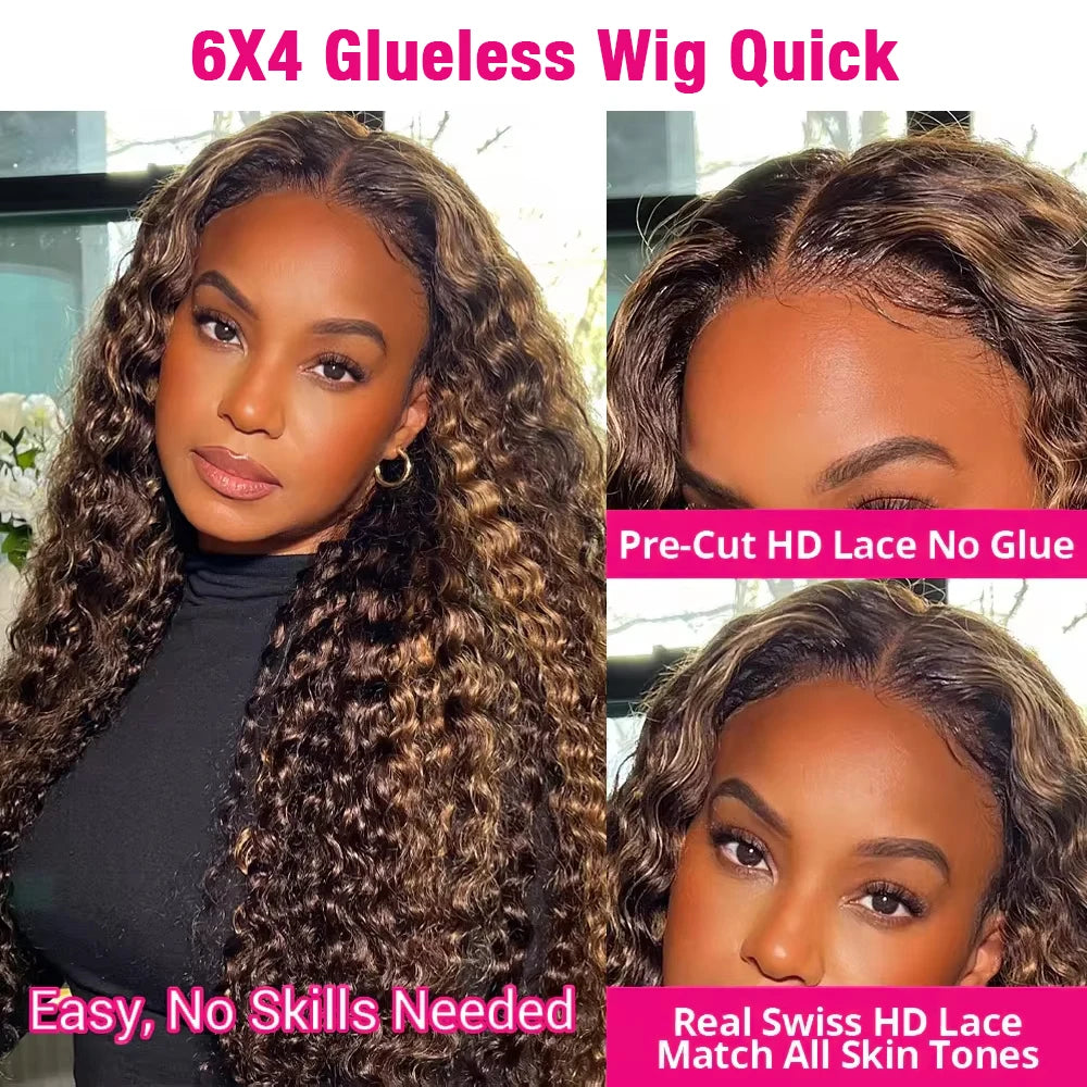 StarGlow Remy Brazilian Deep Wave Glueless Lace Front Wig