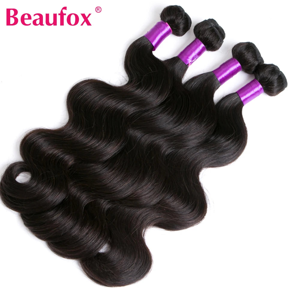 Beaufox Body Wave Bundles With Closure Brazilian Remy Hair