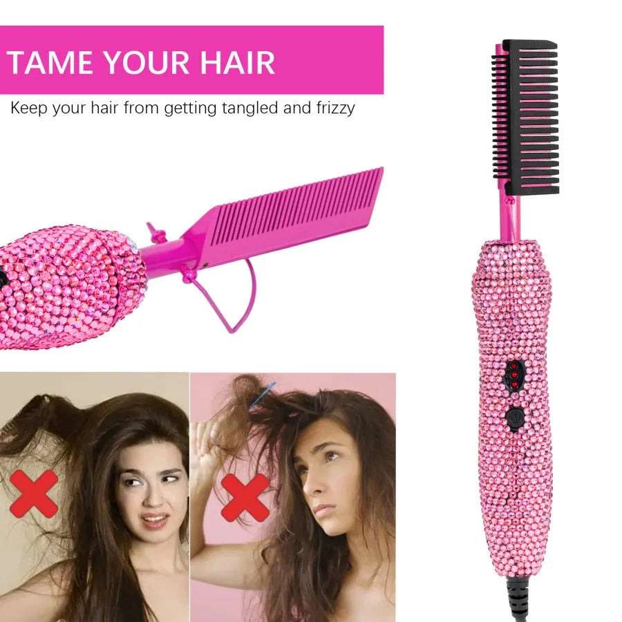 Commodity 2 In 1 Electric Comb Curling Iron Hair Tool