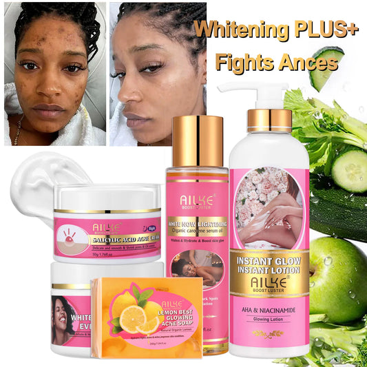 AILKE Natural Skin Brightening Set For Acne Stains Moisturizing