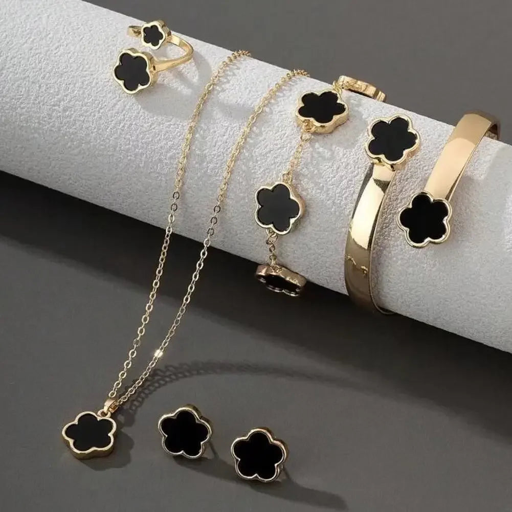 Fine or Fashion Stainless Steel Five Leaf Clover Jewelry Set
