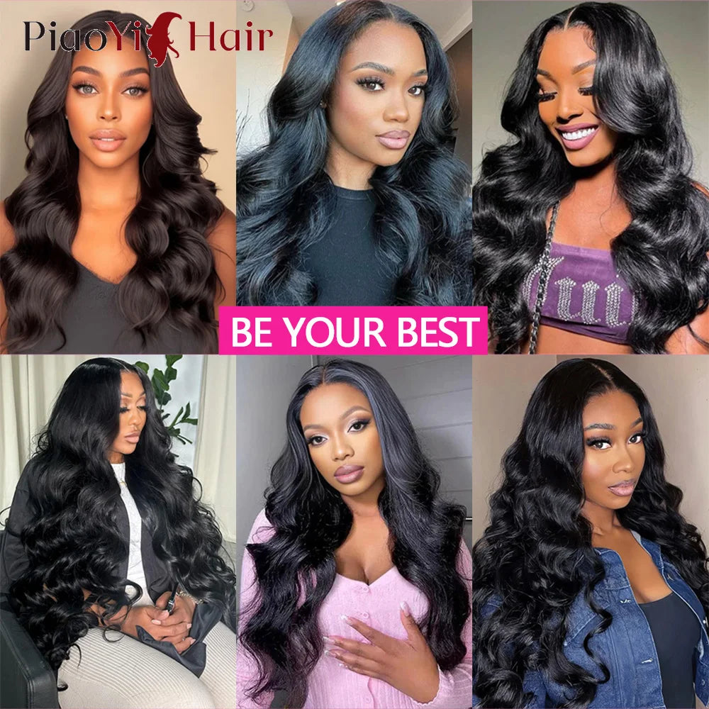 Piaoyi Lace Closure And Bundles Wave Remy Brazilian Hair