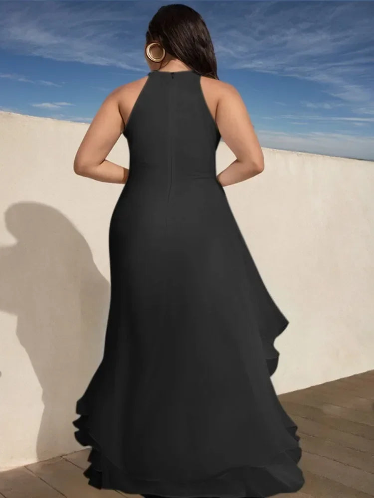 OSHOPLIVECN Elegant Party Dress For Women Ruffle Trim Front