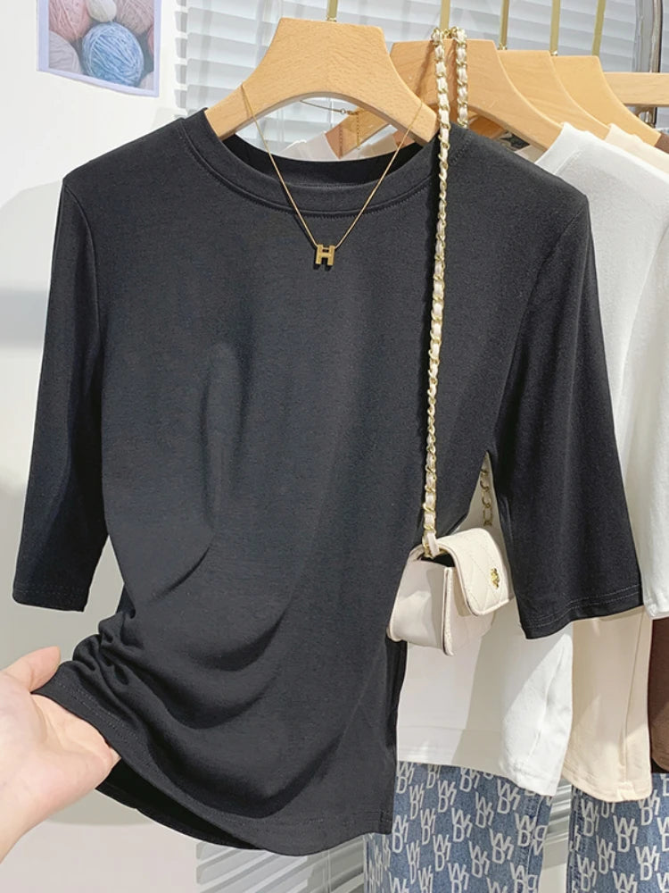 AOSSVIAOCN 100 Percent Cotton Womens T Shirt Crew Neck Top