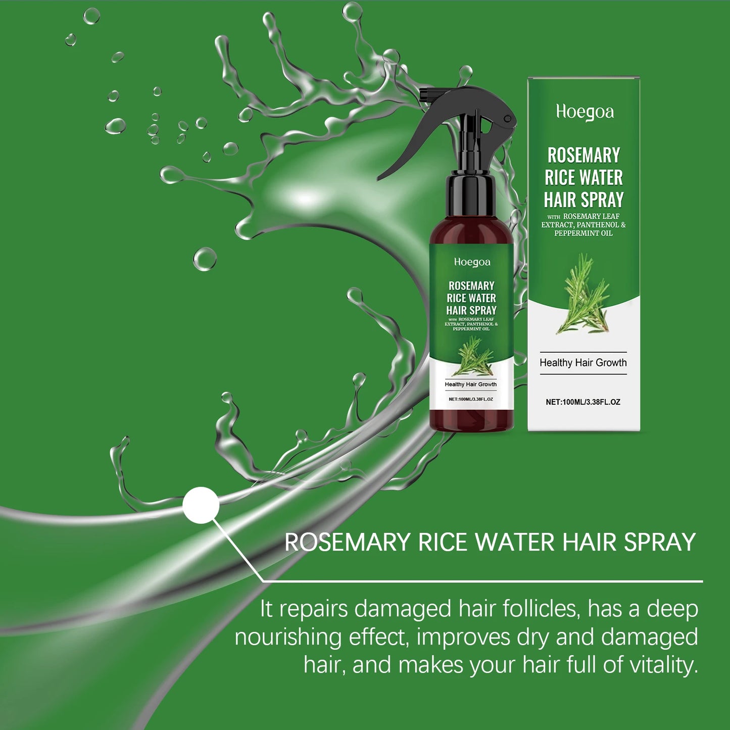HOEGOA Rosemary Rice Water Hair Growth Spray For Scalp Hydration