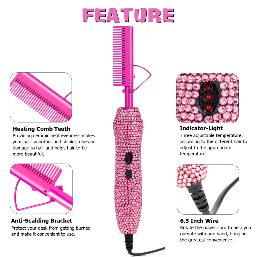 Commodity 2 In 1 Electric Comb Curling Iron Hair Tool