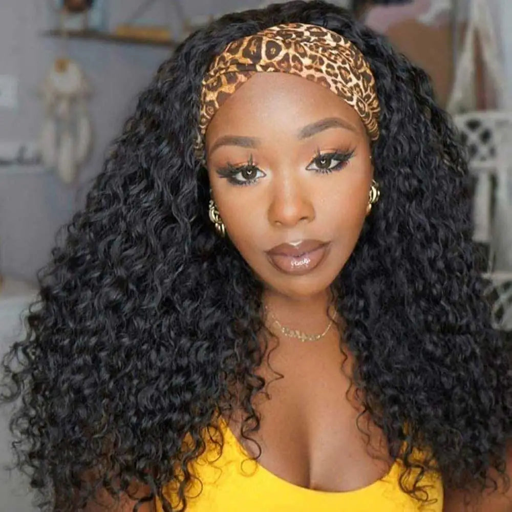 CYPHACap Brazilian Remy Human Hair Deep Wave Headband Wig