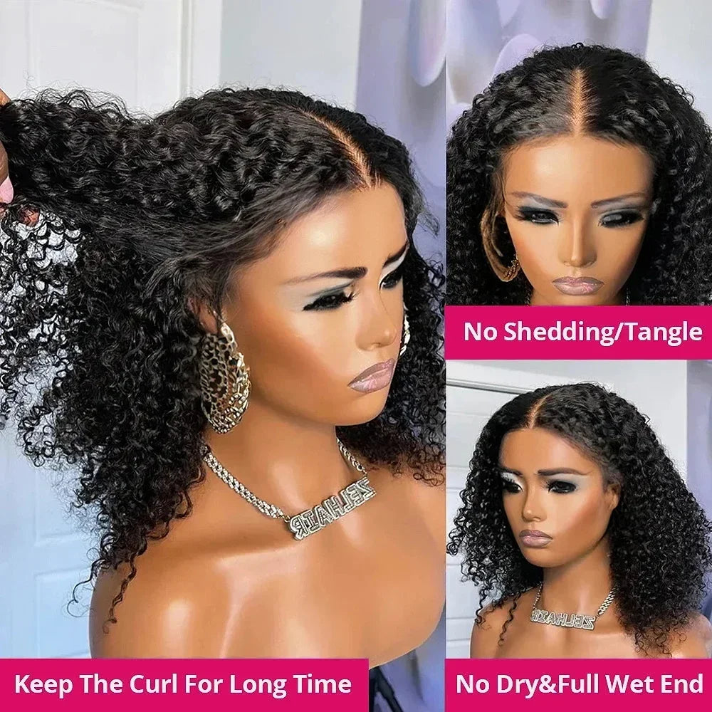 Wear And Go Water Wave Bob Lace Wig Curly Glueless Remy