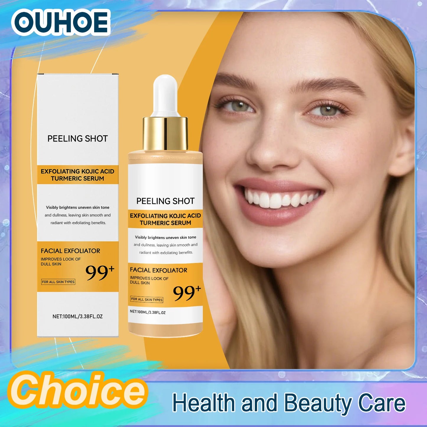 OUHOEC Kojic Acid Turmeric Serum Exfoliating Brightening Facial Care