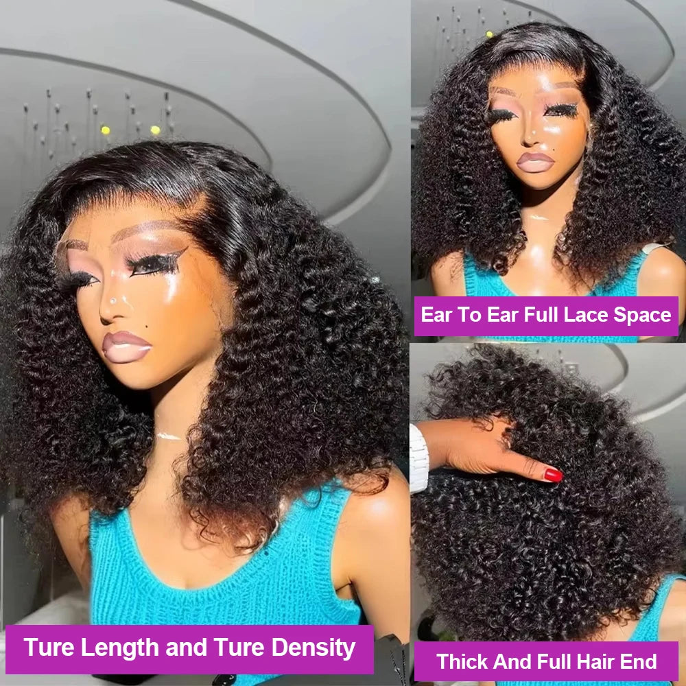 Line Hair Water Wave Short Bob Wig Glueless Lace Frontal