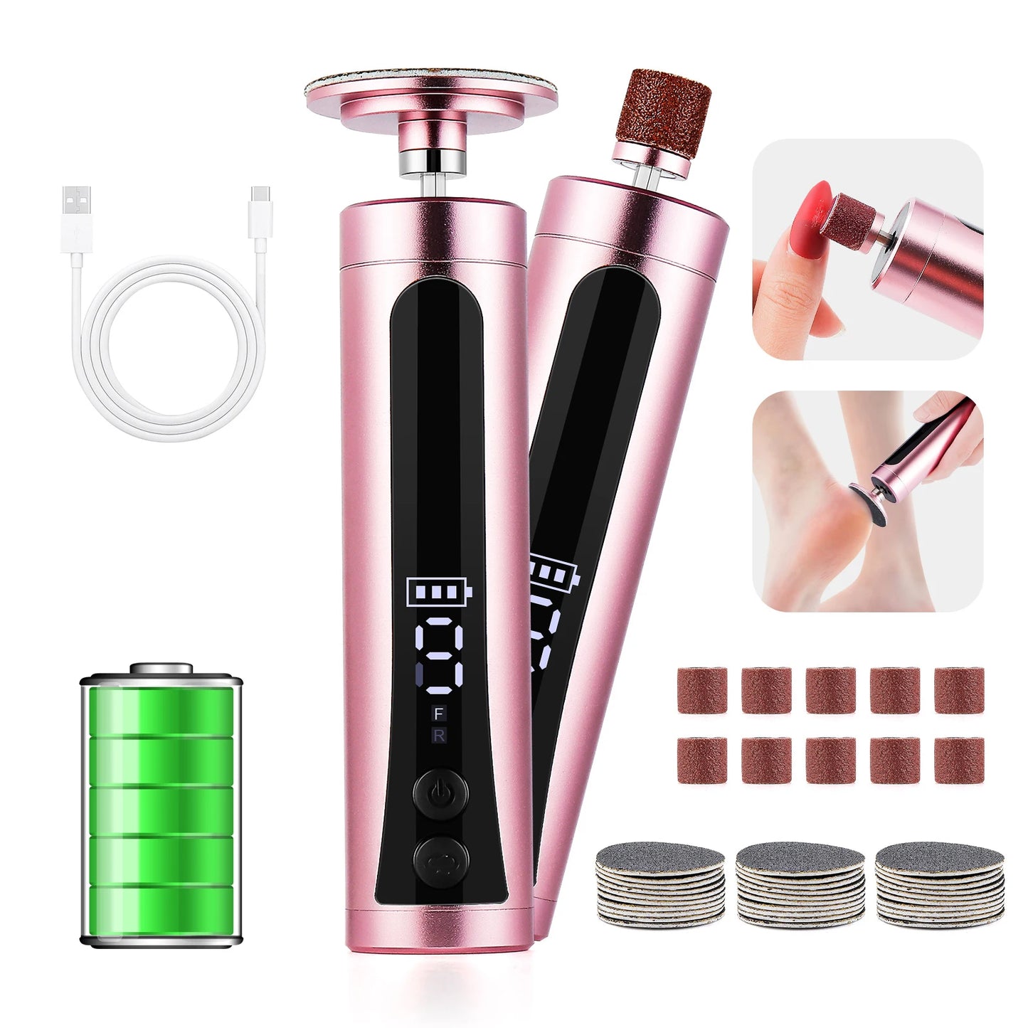 Obecilc Electric Foot File Cuticle Callus Remover Tool