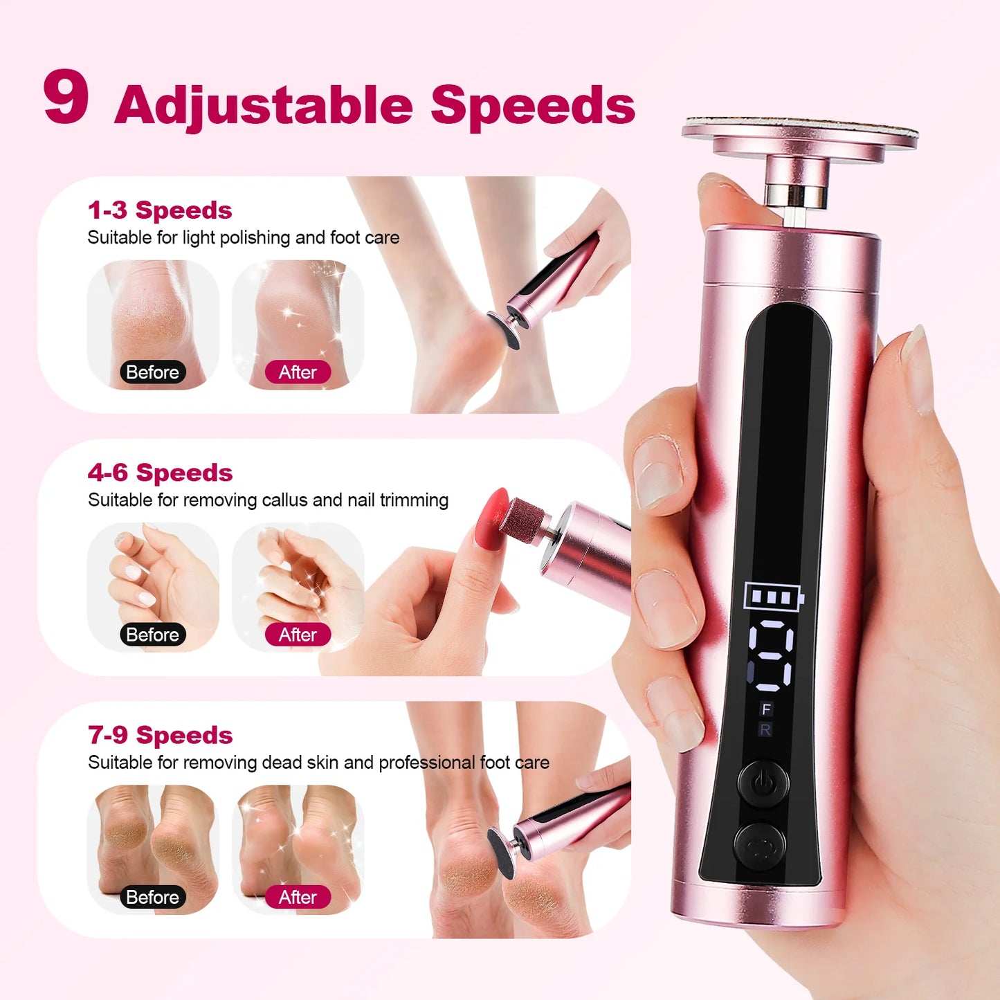 Obecilc Electric Foot File Cuticle Callus Remover Tool