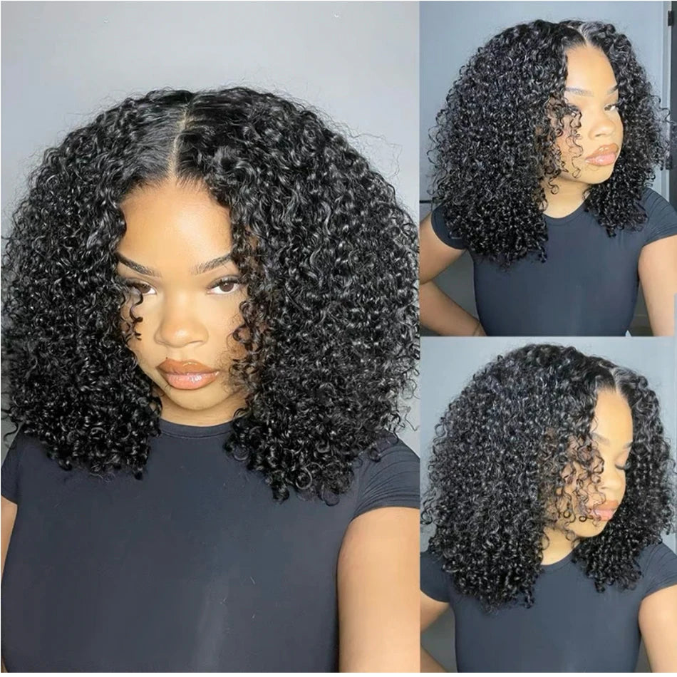 Hot Star Glueless Kinky Curly Lace Closure Wig Remy Hair