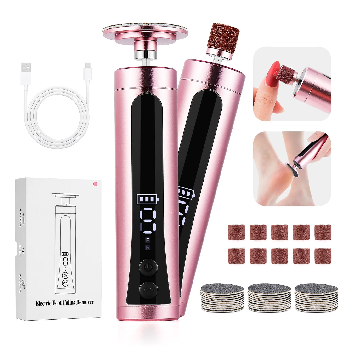 Obecilc Electric Foot File Cuticle Callus Remover Tool