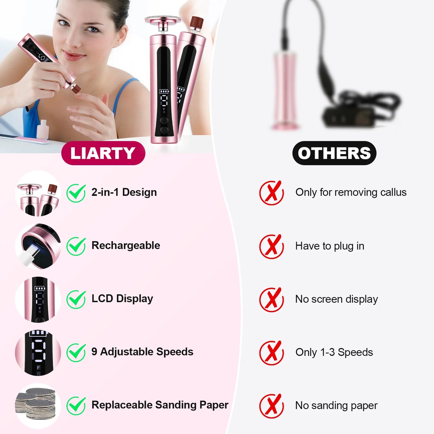 Obecilc Electric Foot File Cuticle Callus Remover Tool