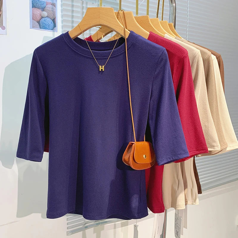 AOSSVIAOCN 100 Percent Cotton Womens T Shirt Crew Neck Top