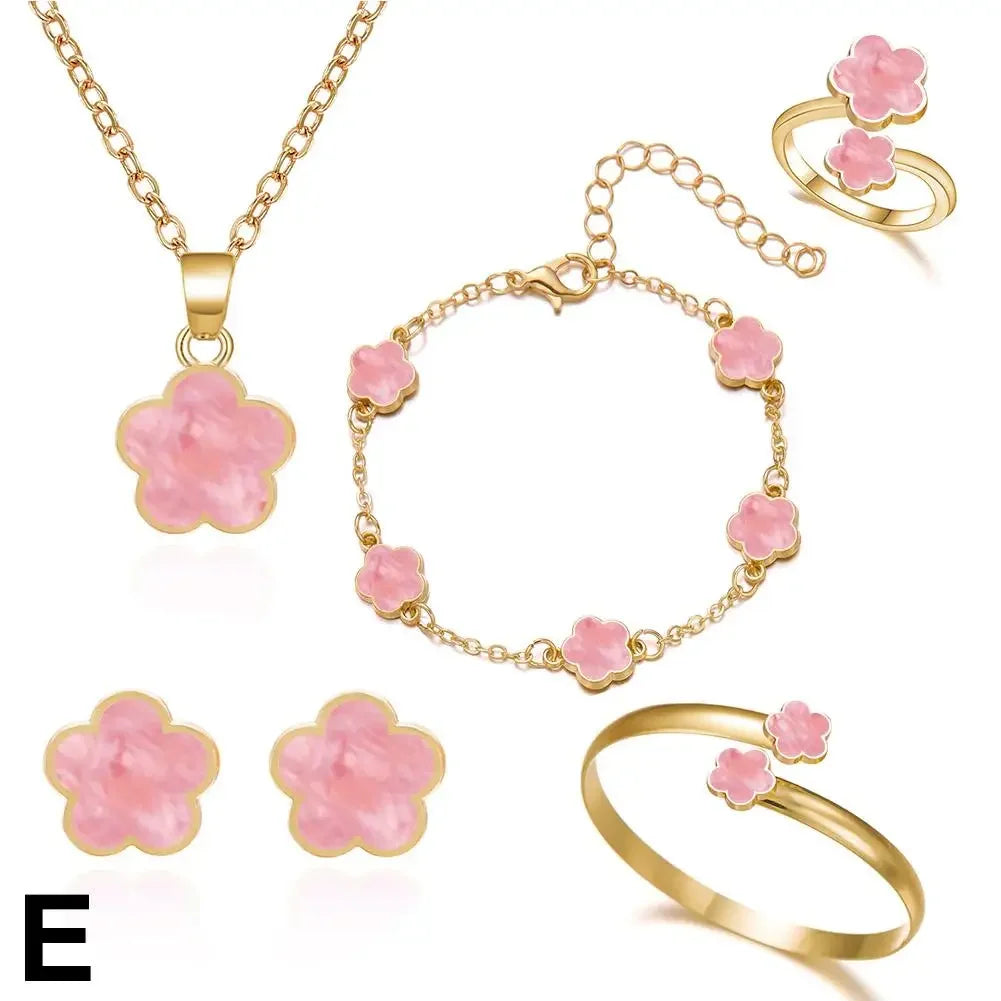 Fine or Fashion Stainless Steel Five Leaf Clover Jewelry Set