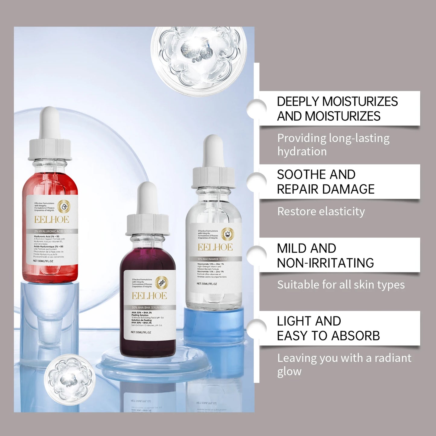 Eelhoe Acne Care Kit 3 Piece Salicylic Acid Niacinamide Mask Set