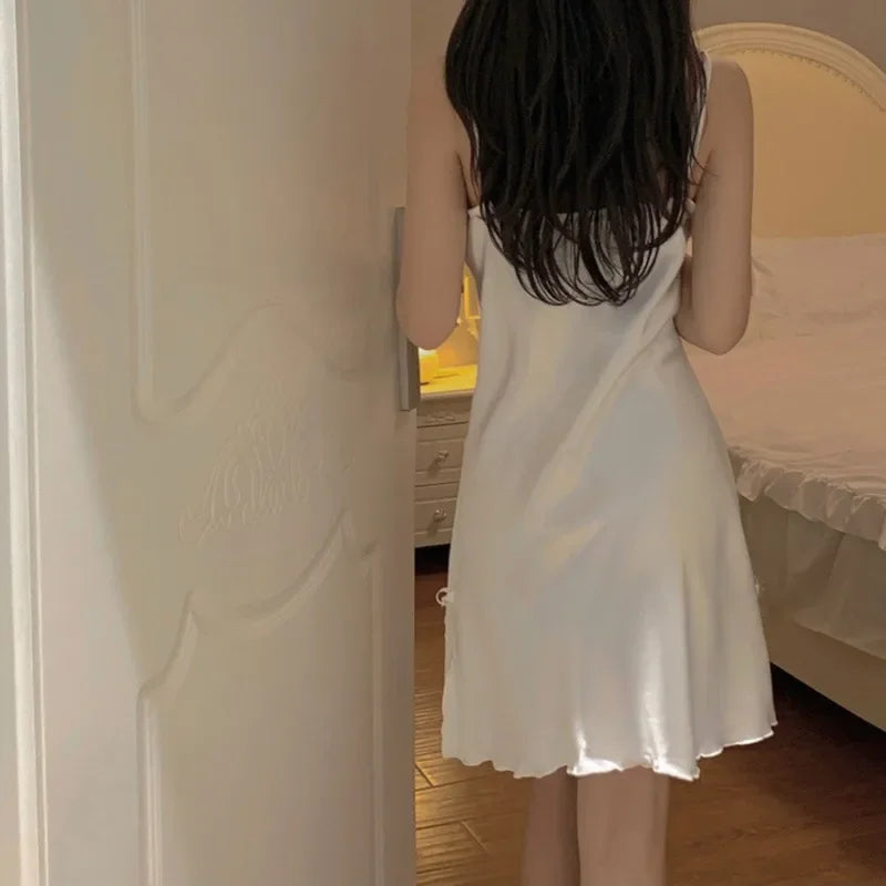 Bigsweety Women Lace V Neck Sleepwear Nightdress With Soft Polyester Lace Trim Details