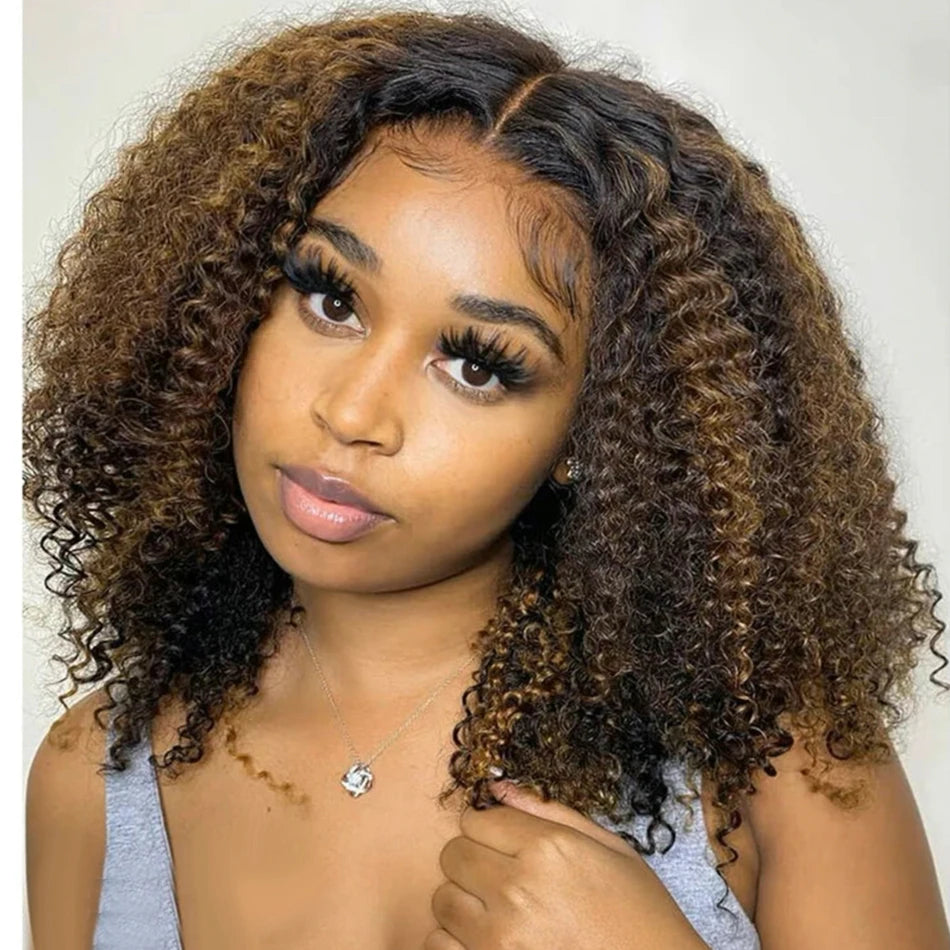 Hot Star Glueless Kinky Curly Lace Closure Wig Remy Hair