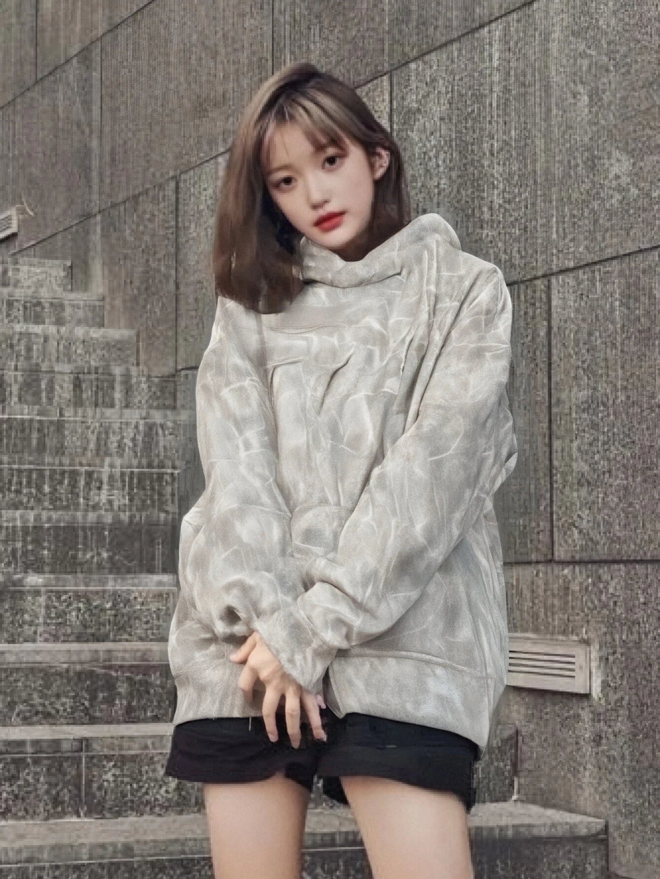 Fujian Camo Hoodie For Women Oversized Maple Leaf Graphic Sweatshirt