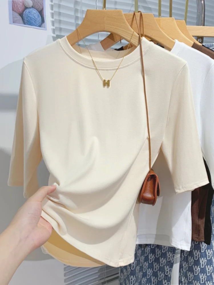 AOSSVIAOCN 100 Percent Cotton Womens T Shirt Crew Neck Top