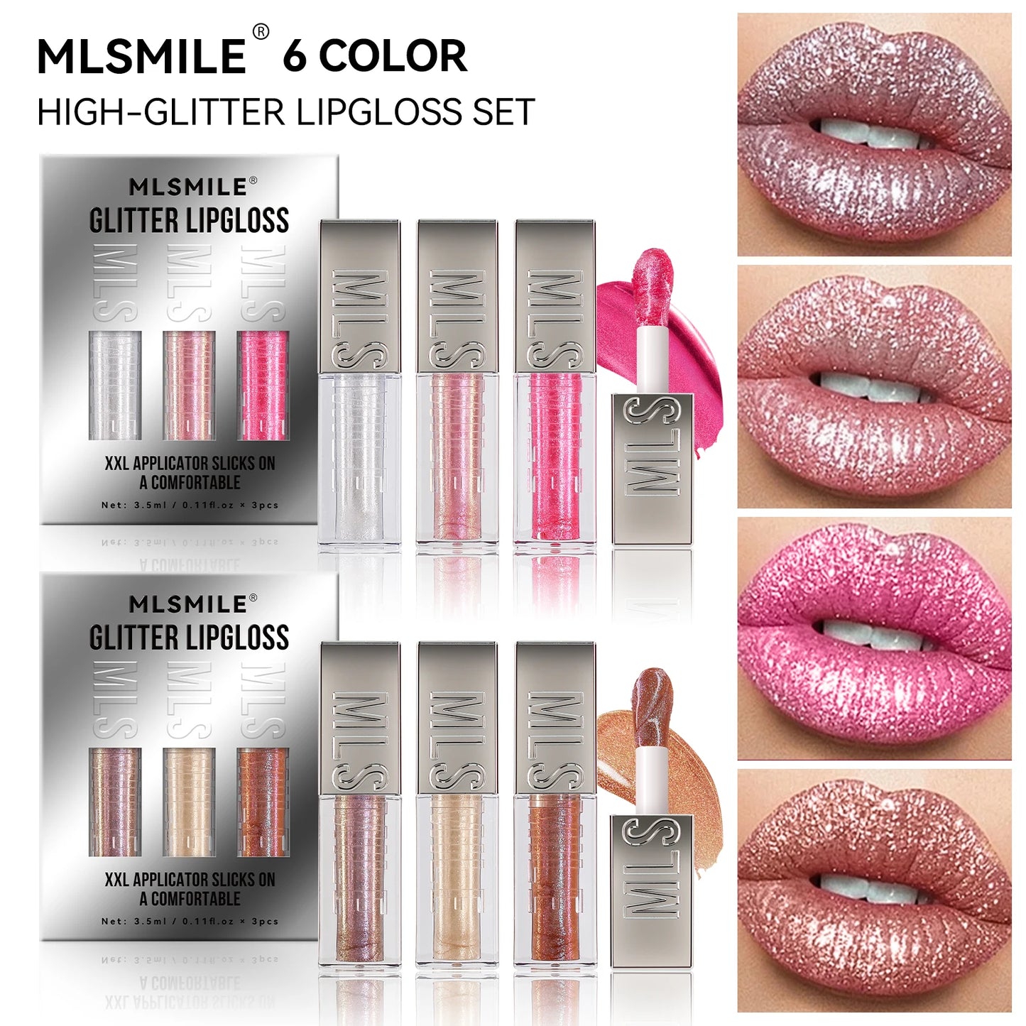 Hign-concerned 6 Color Pearl Sparkling Lip Gloss Set Waterproof Long-Lasting