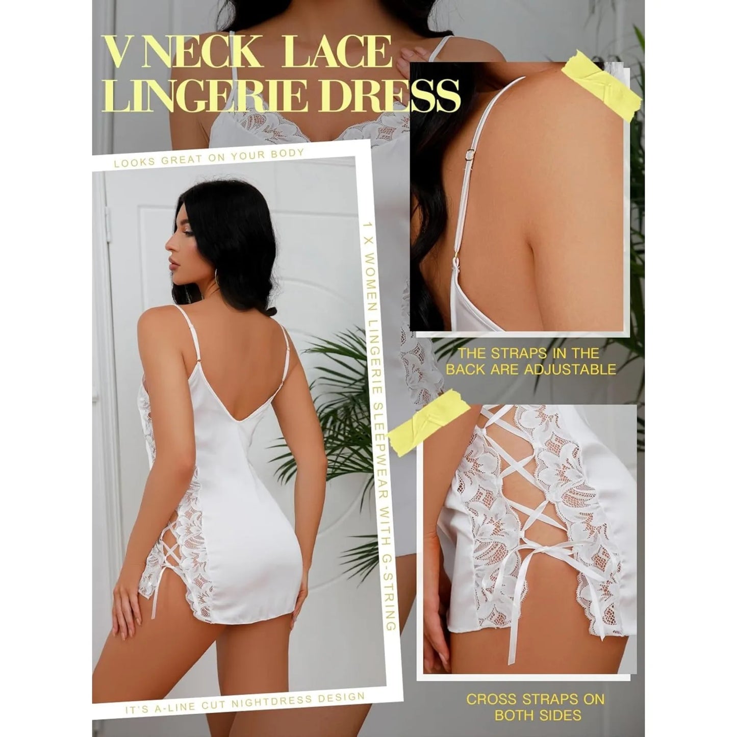 Zhejiang Craft Of Weaving Lingerie Dress Nightwear V Neck Chemise Lace Babydoll Sleepwear