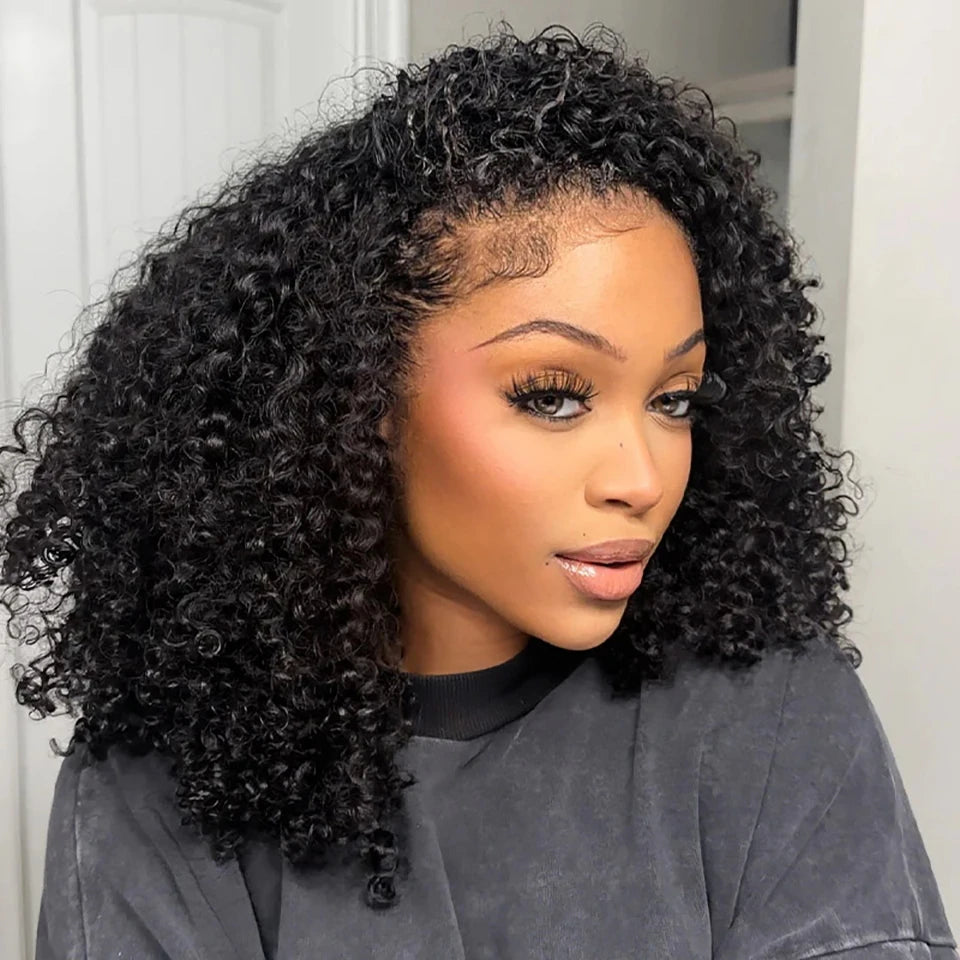 Shine Spark Brazilian Remy Kinky Curl Lace Closure Wig