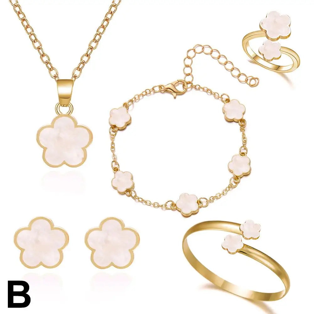 Fine or Fashion Stainless Steel Five Leaf Clover Jewelry Set