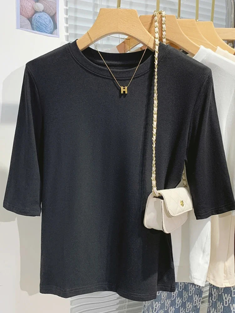 AOSSVIAOCN 100 Percent Cotton Womens T Shirt Crew Neck Top