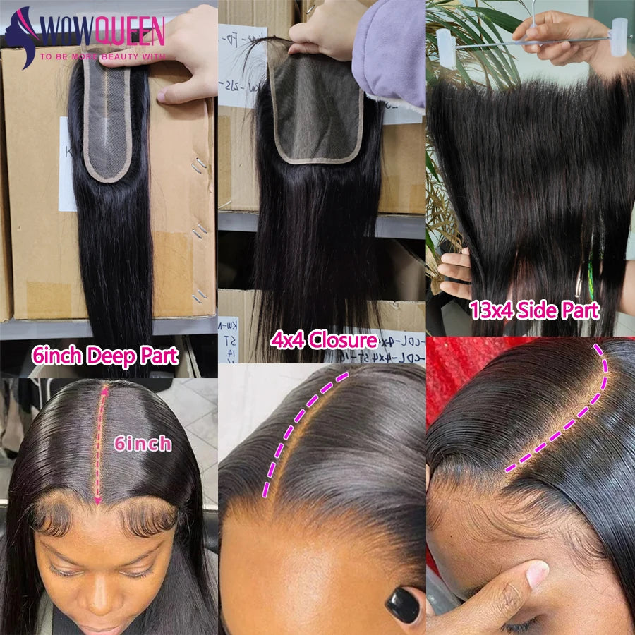 WOWQUEEN Brazilian Remy Straight Hair Bundles With Closure