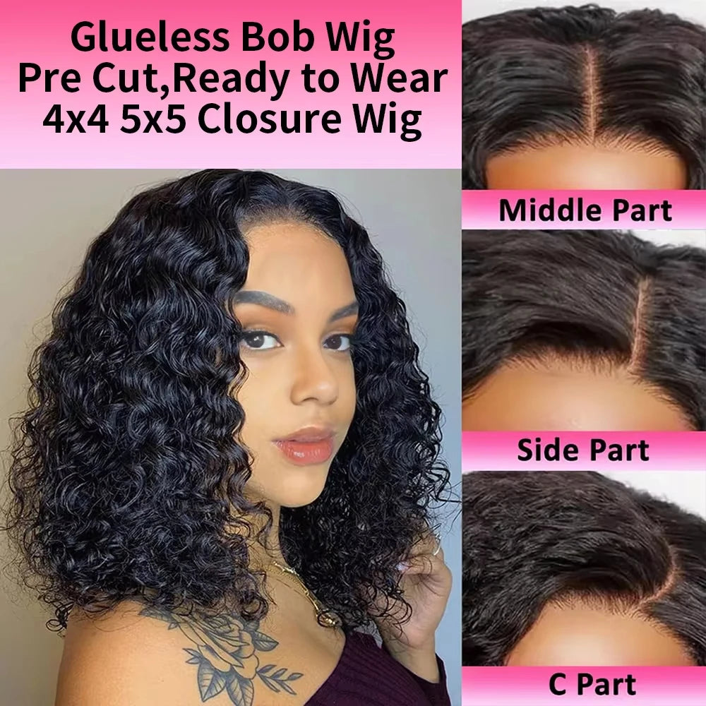 SIXQUEEN Deep Wave Lace Front Wig Glueless Brazilian Human Hair