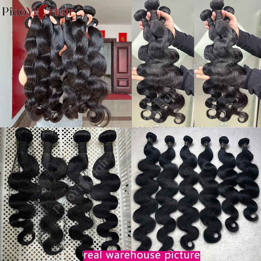 Piaoyi Body Wave 100% Human Hair Bundles With Closure Remy