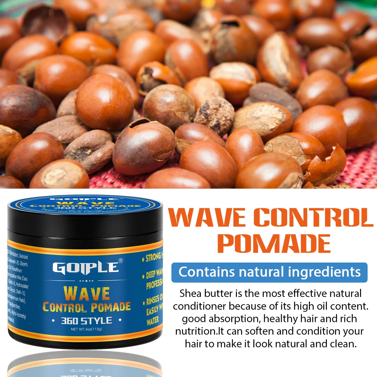 Goiple Wave Pomade Strong Hold For 360 Waves Frizz Control
