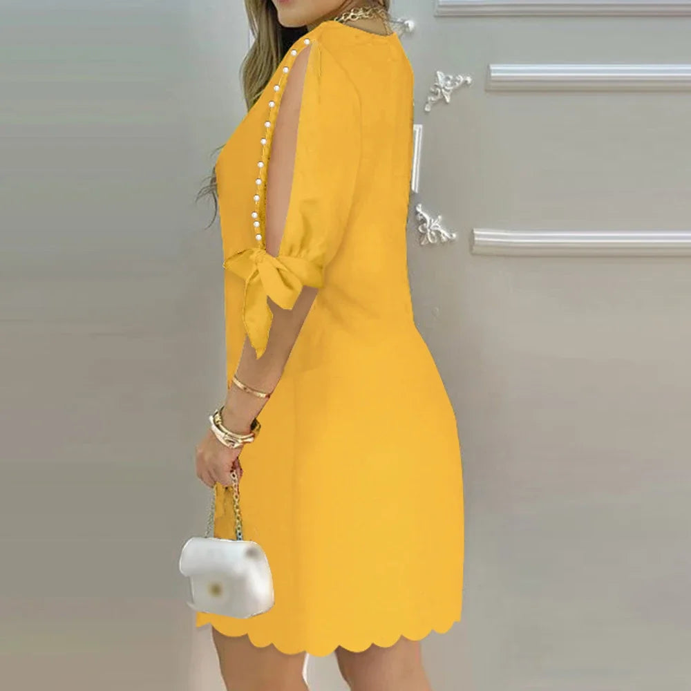 CN Guangdong ElegantHighWaistDressForWomen SleevePartyWear FormalOccasionOutfit PolyesterFabric