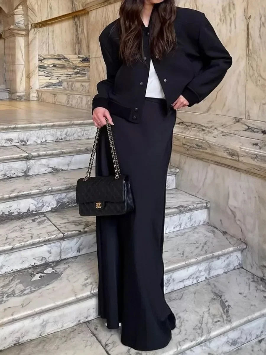 Bornladies Satin Maxi Skirt For Women High Waist Elegant