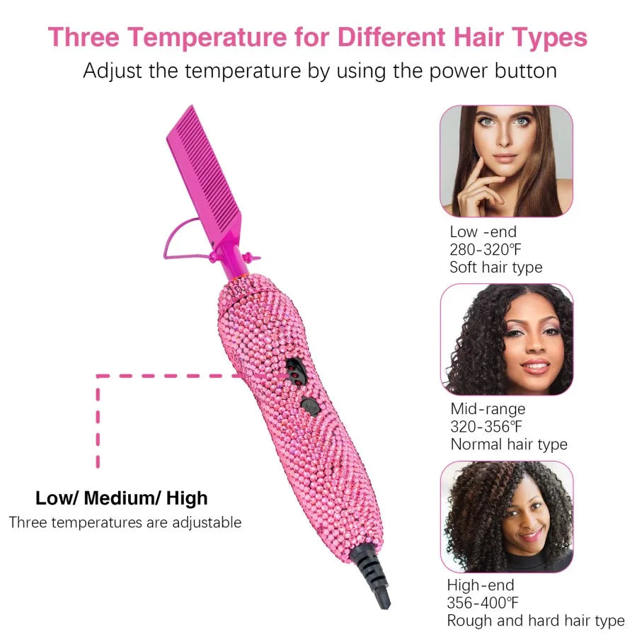 Commodity 2 In 1 Electric Comb Curling Iron Hair Tool