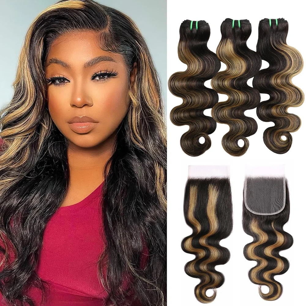 NYCan Body Wave Remy Hair Bundles With Lace Closure