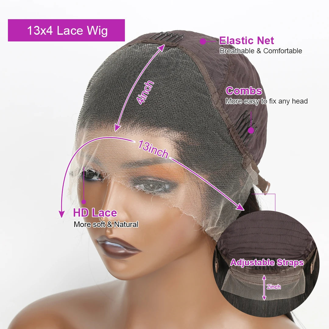 Line Hair Water Wave Short Bob Wig Glueless Lace Frontal