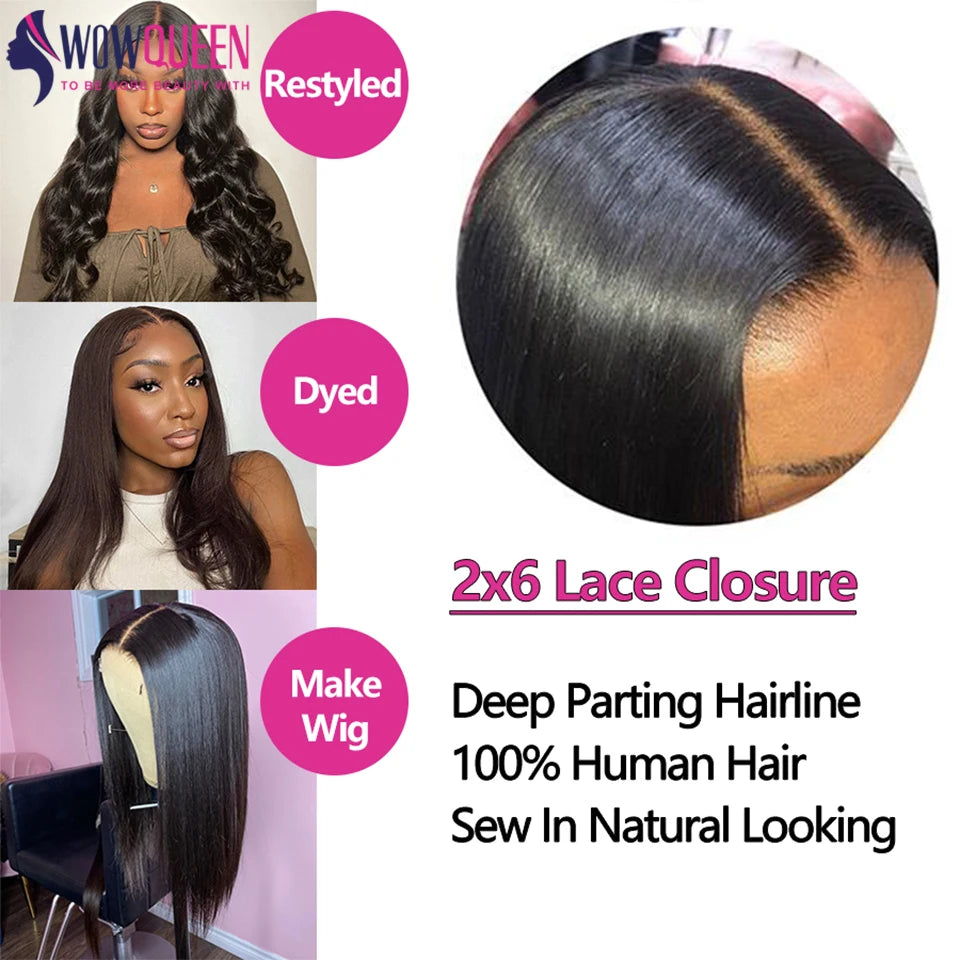 WOWQUEEN Brazilian Remy Straight Hair Bundles With Closure