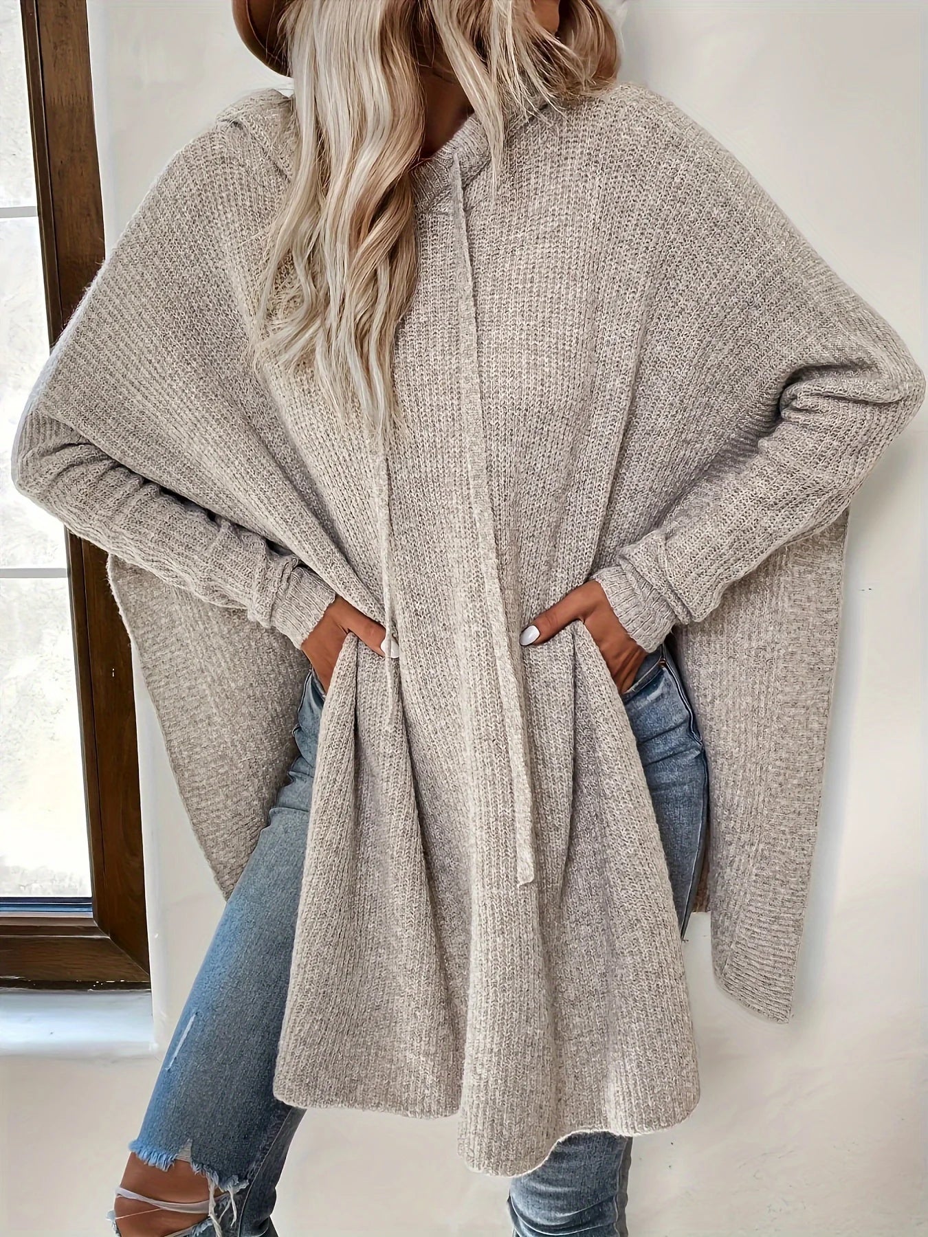 CakuloCN Womens Hooded Knit Sweater Dress Casual Winter