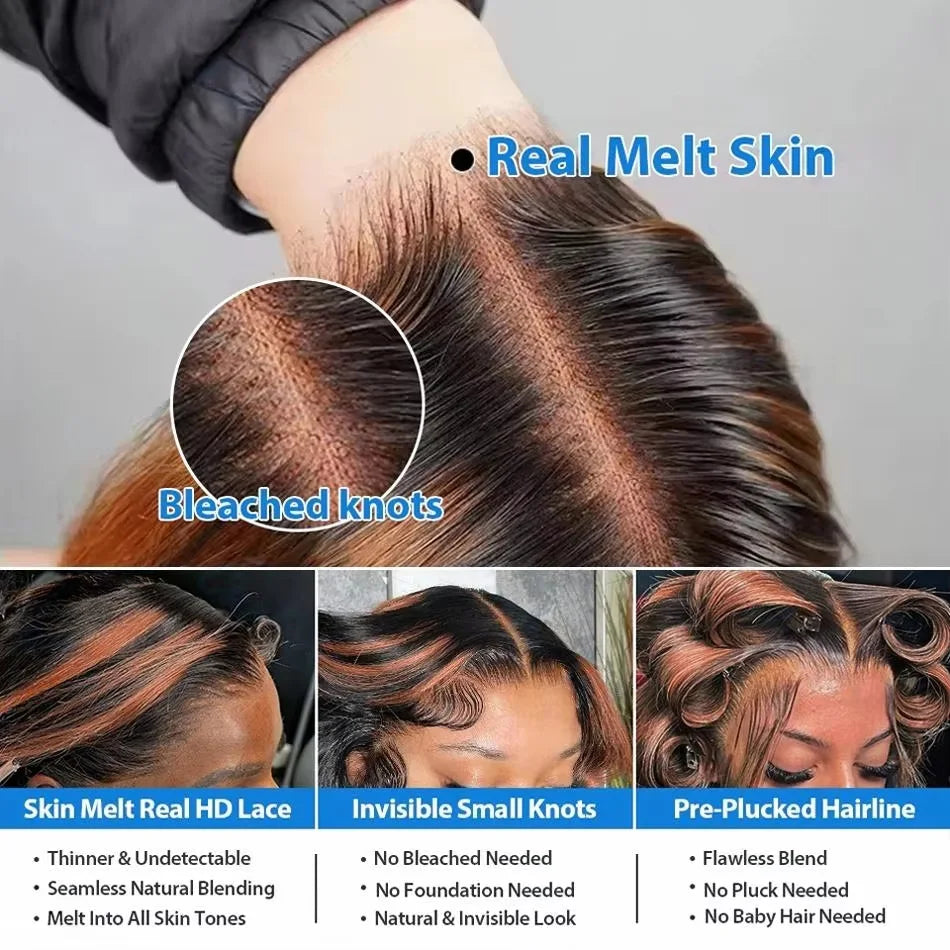 Wig Queen Balayage Body Wave Lace Front Human Hair Wig