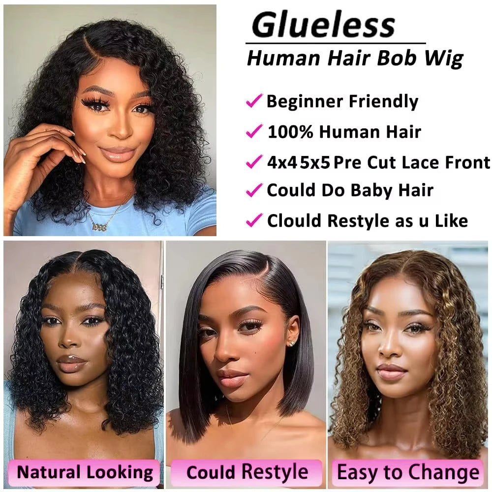 SIXQUEEN Deep Wave Lace Front Wig Glueless Brazilian Human Hair