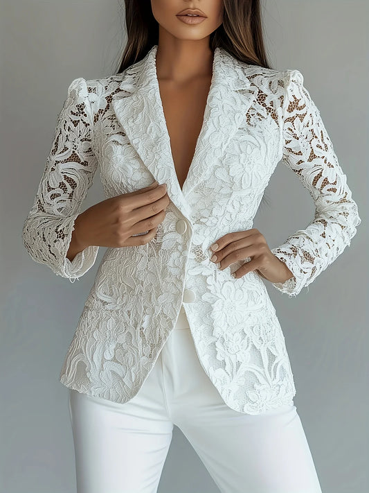 CN Guangdong Elegant Lace Trim Blazer Jacket For Women