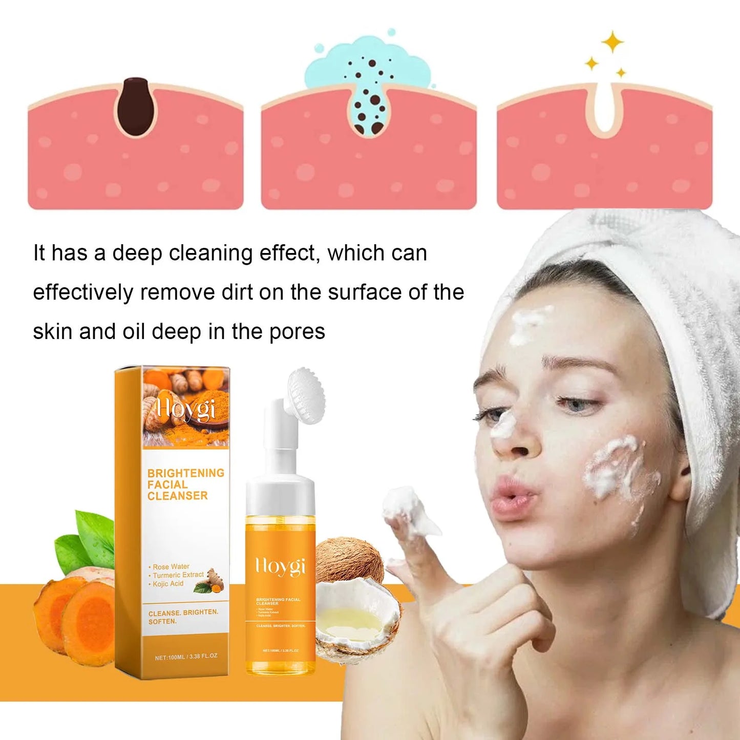 Hoygi Turmeric Cleanser Face Wash Kojic Acid Exfoliating Treatment